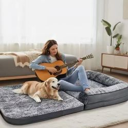 P-XD1698 Human-size Dog Bed Calming Pet Sofa Orthopedic Sponge Base Ultra-soft Cover
