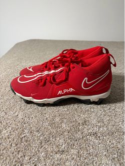 Nike Alpha Football Cleats Mens 8 Red Fastflex Molded Mid Top Shoes CV0582-616