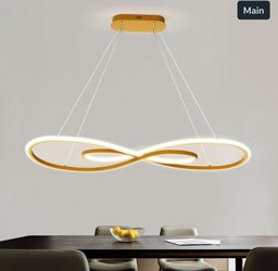 39" Modern Infinite LED Pendant Light, Dimmable LED Kitchen Island Linear Chande