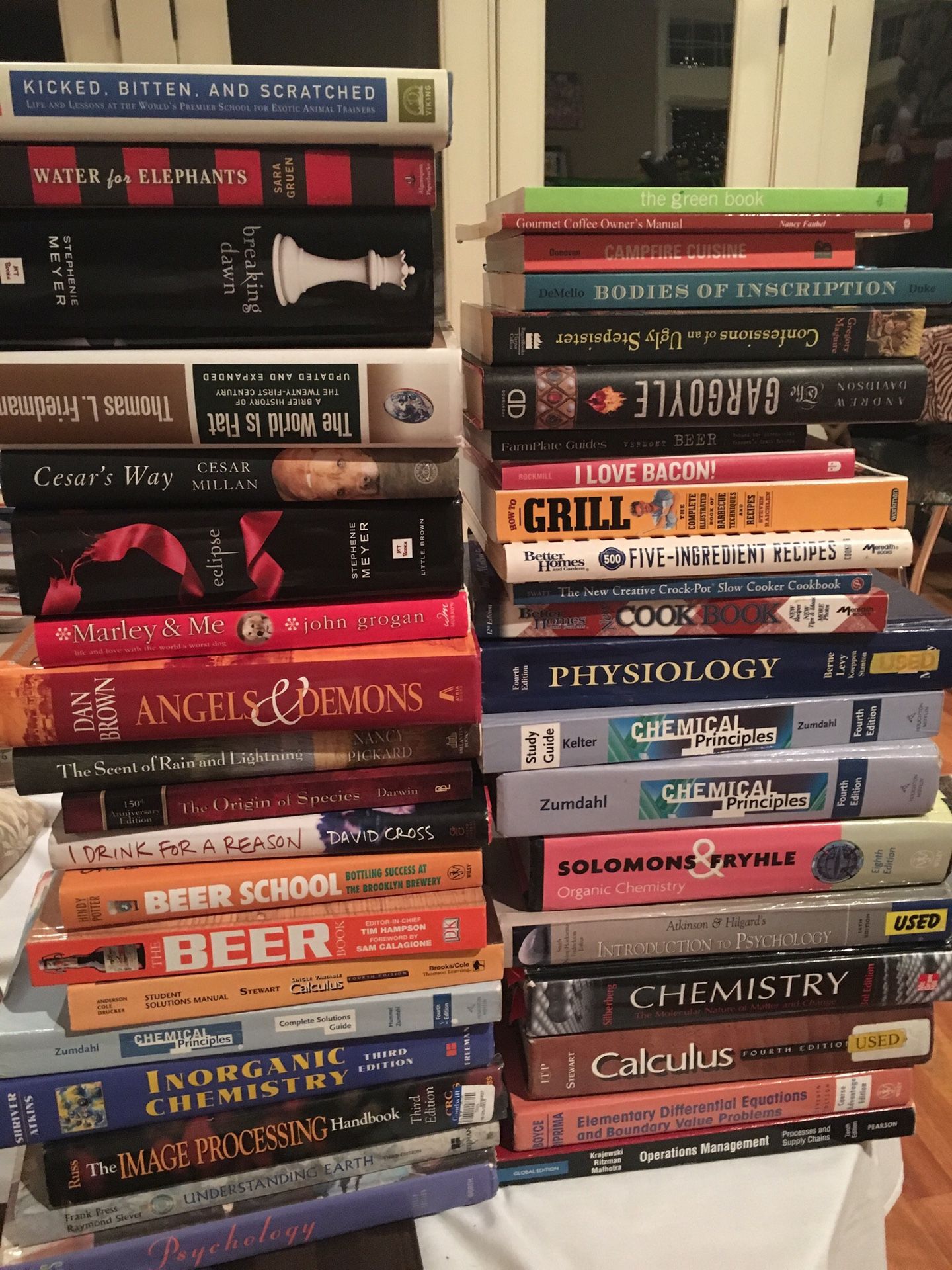 Huge Book Lot- Textbooks, Cooking, Beer, Novel (40 total)