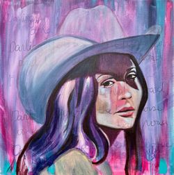 Original cowgirl acrylic abstract painting on canvas kacey Musgraves