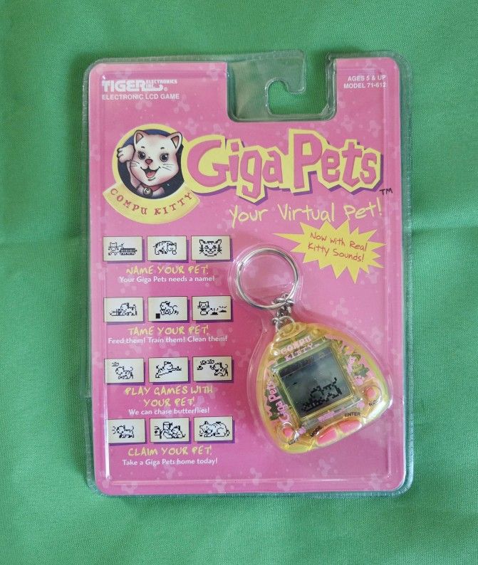 VINTAGE 1998 GIGA PETS COMPU KITTY BY TIGER FACTORY SEALED NEVER OPEN