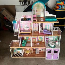Used Doll House With Furniture