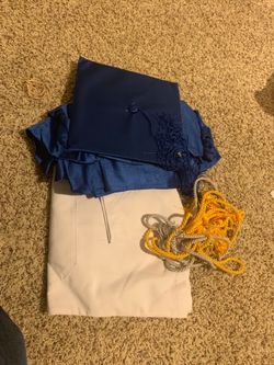 Graduation uniforms blue gown white s-rg size