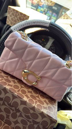 Pink Coach Leather Chain Shoulder Bag