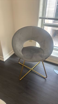 Gray chairs with gold legs x2
