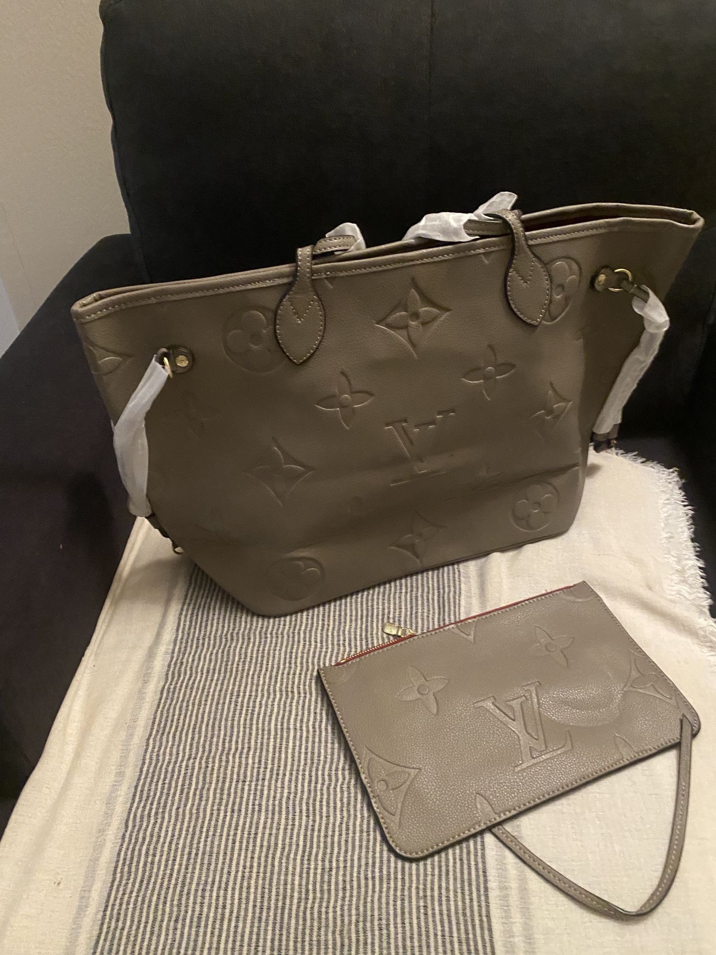 Taupe Leather Handbag