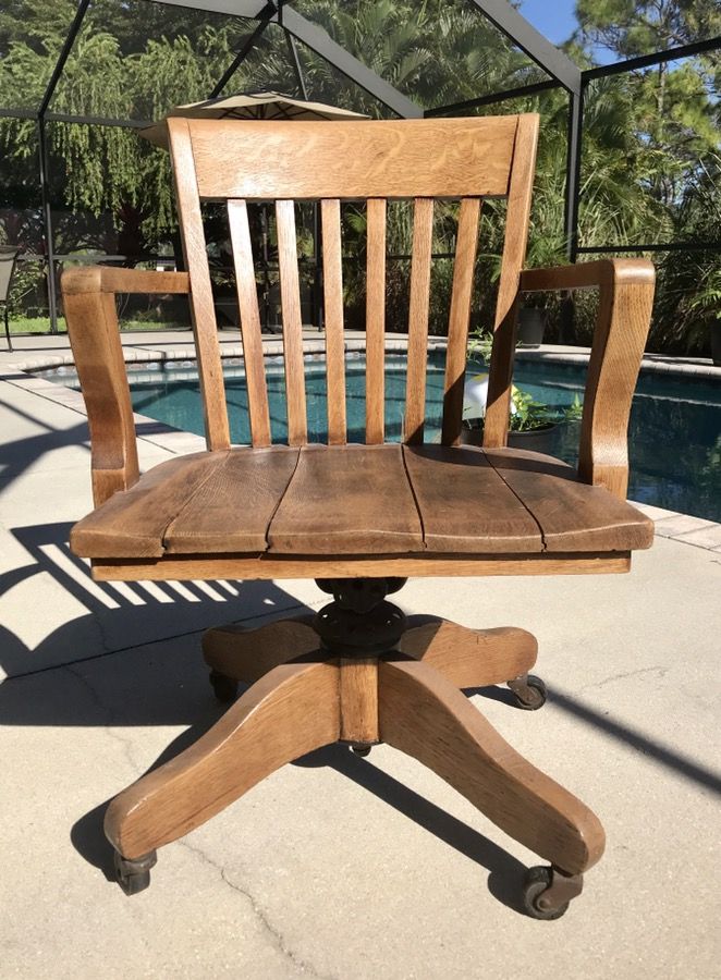 Antique oak postmasters desk chair