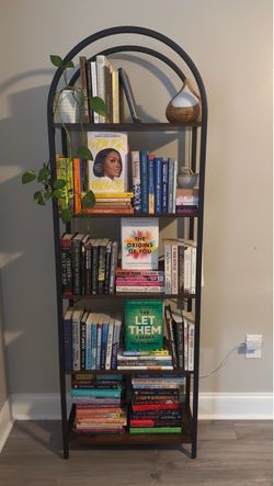 IDEALHOUSE 5 -Tier Bookshelf w/ Arched Top Metal Frame