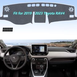 Gray Dashboard Dash Cover Flannel Dash Mat Custom Compatible with 2019 2020 2021 2022 2023 Toyota RAV4 Anti-Glare Anti-Reflection No Peculiar Smell 