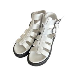 White Leather Gladiator Sandals by Miz Mooz (Size 41)