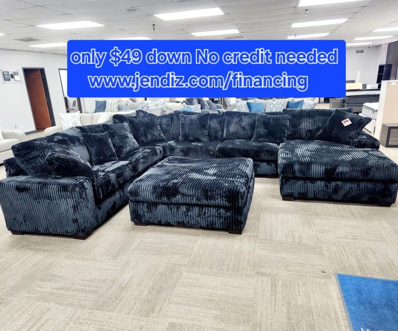 Oversized Fabric Livingroom Sectional Couches Sofa 🛋 Only $49 Down No Credit Needed