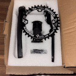 Bike Crank Arm Set 170mm 104 BCD with Bottom Bracket Kit and Round Chainring Bolts for MTB BMX Road Bicycle (Round)