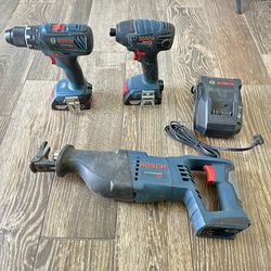  Bosch Drill Set And Reciprocating Saw 