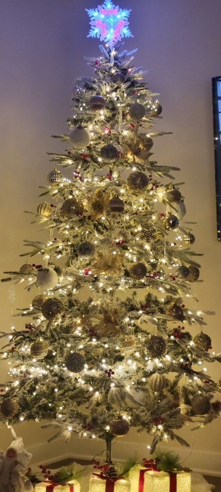 Gorgeous 7 feet Pre lit Christmas tree with California Holly. Decoration at additional cost