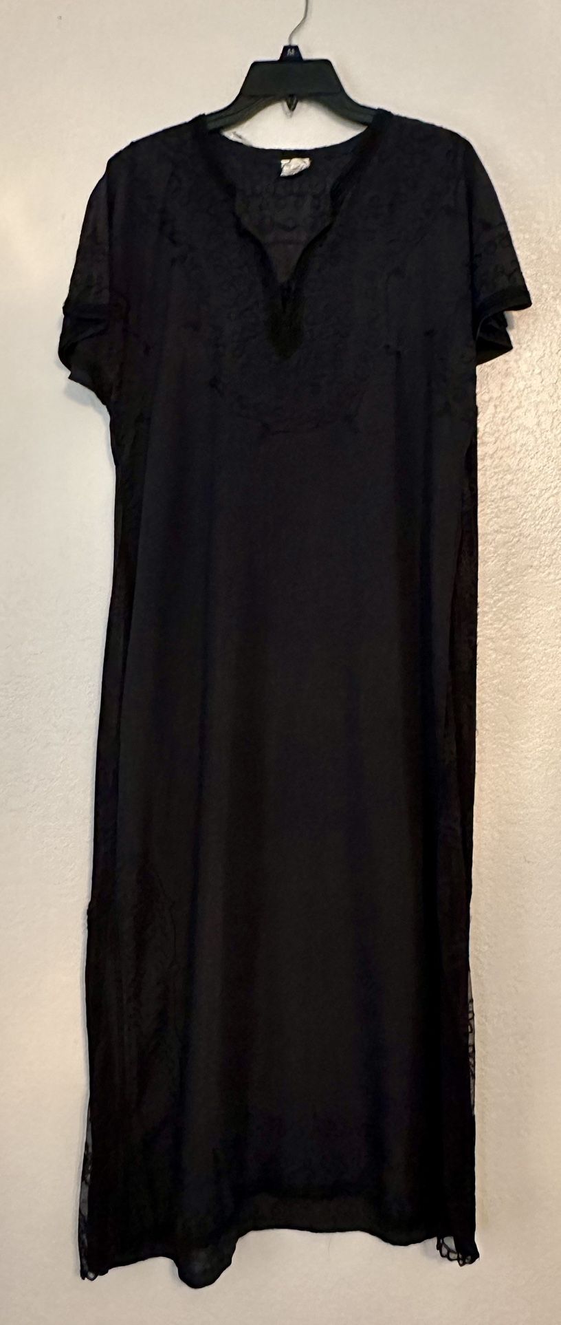 Long Black Embroidered Dress