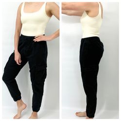Zara Cargo Joggers Black Pull-On Pants Women's Size 31