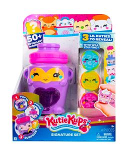 Purple Water Bottle 4" Monkey Kutie with 3 Kups with 1.5” Surprise Lil Kutie