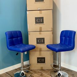 New 2 Blue Bar Stools 
