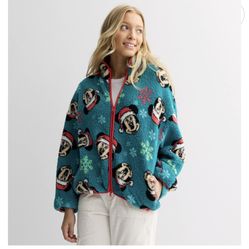 Kohls  Disney Mickey Mouse Long Sleeve Zip Neck Fleece Pullover