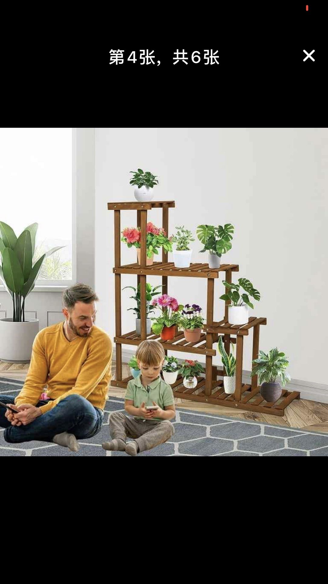 Wood Plant Stand - Outdoor Plant Holder Flower Stand Tiered Corner, Indoor Display Plant Shelves Rack for Living Room, Balcony, Yard