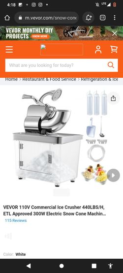 VEVO commercial Ice Crusher 110v