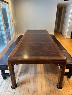 DREXEL Chippendale Asian Influenced Mahogany Dining Table
