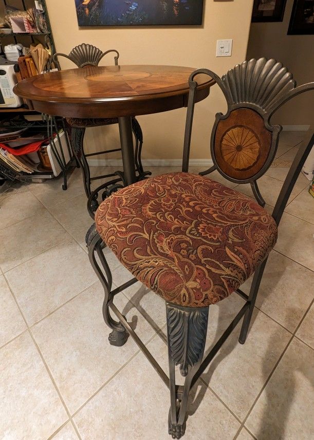 Cherry Wood Pub Table & 2 Matching Stools for Sale in Ellenton, FL