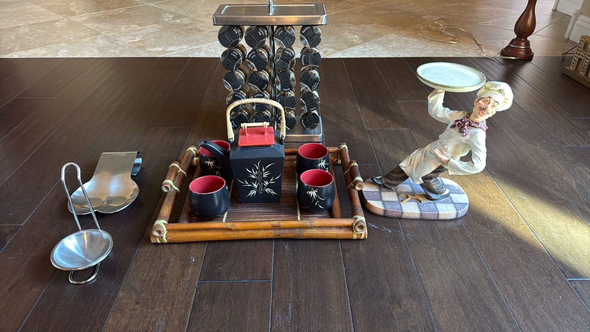 Home stuffs - spice rack + tea set + spoon ladle holder