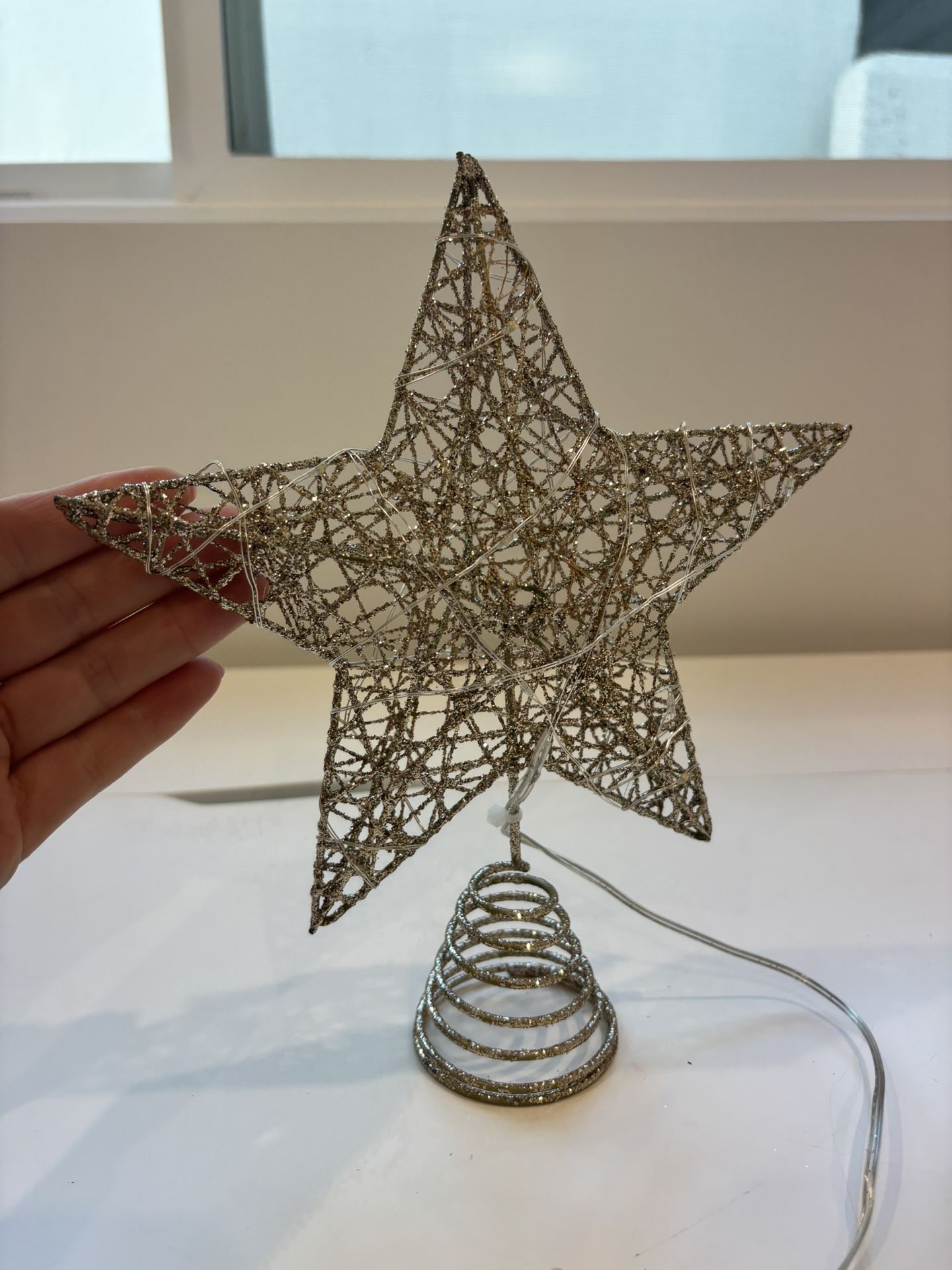Lit Glittering Star Tree Topper