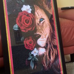 diamond painting lion and roses 