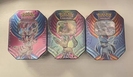 Pokemon TCG Leafeon Glaceon Sylveon GX Evolution Celebration Tin Set Lot Sealed