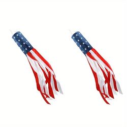 4th of July Decor Set of 2 American Flag Windsock 47 Inch