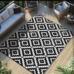 Favoyard Outdoor Rug 8x10 ft Plastic Straw Patio Area Carpet
