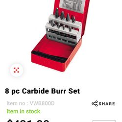 Snap On 8 pc Carbide Burr Set Item no : VWB800D
