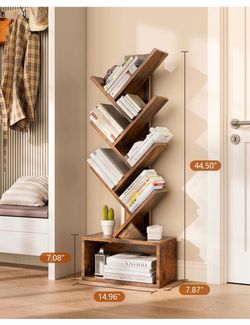 Tree-Shape Wood Bookshelf 5-Tier