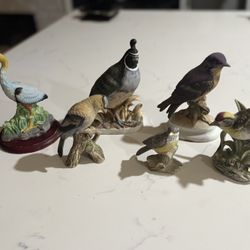 Six Vintage Porcelain Collectible Lefton Bird Figurines