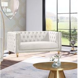 Tufted Velvet Loveseat - New in box, delivery