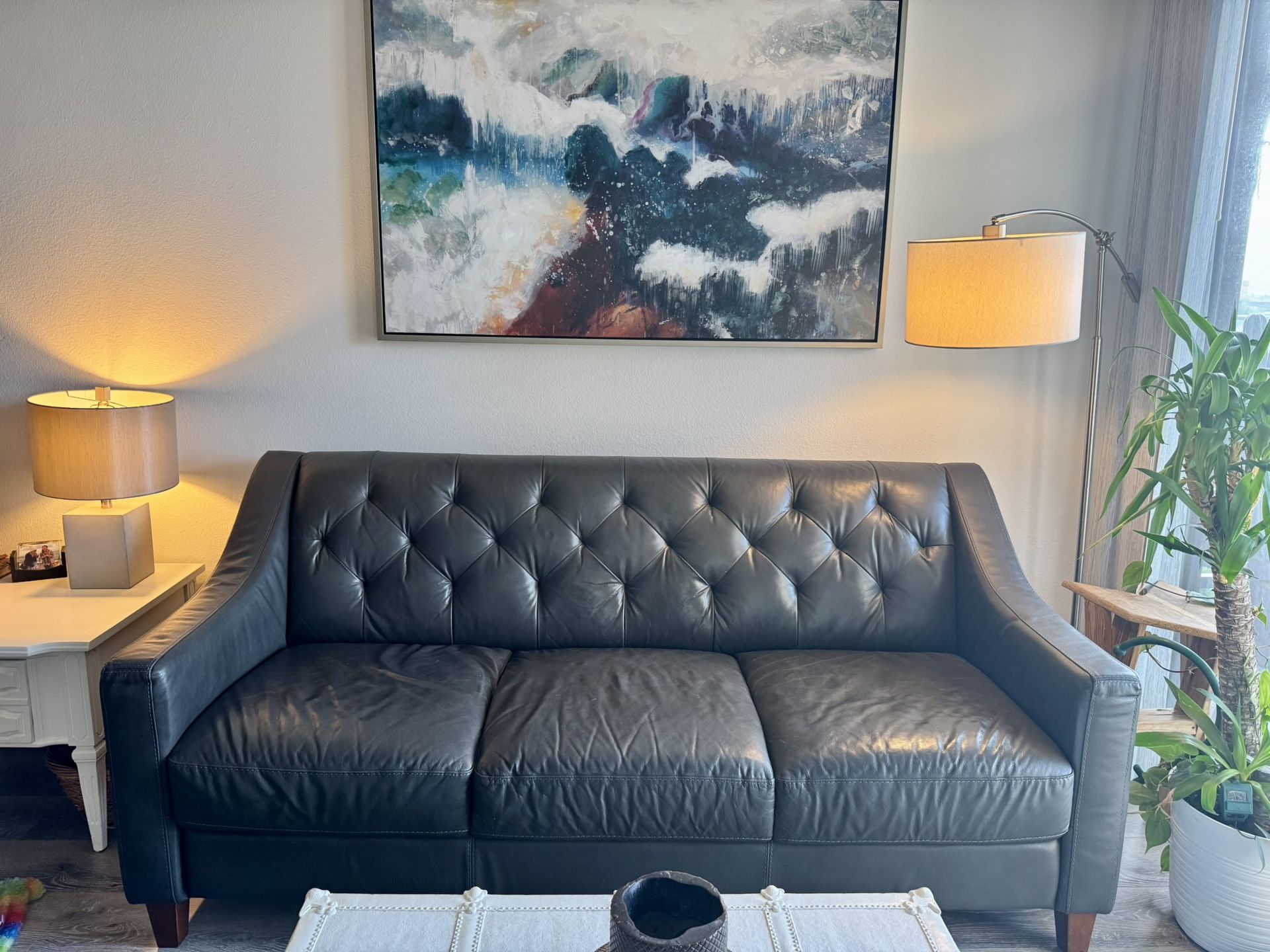 ✨ Genuine Leather Couch + Chair – $500 for Both! ✨