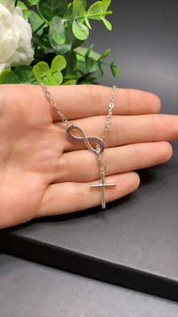 Infinity Loop & Cross Necklace Vintage Estate Jewelry, Silver Color