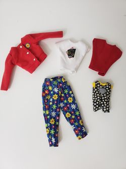 Vintage Barbie Styles Fun Flower Pants Kelly baby Clothes Outfits Jacket Tshirt