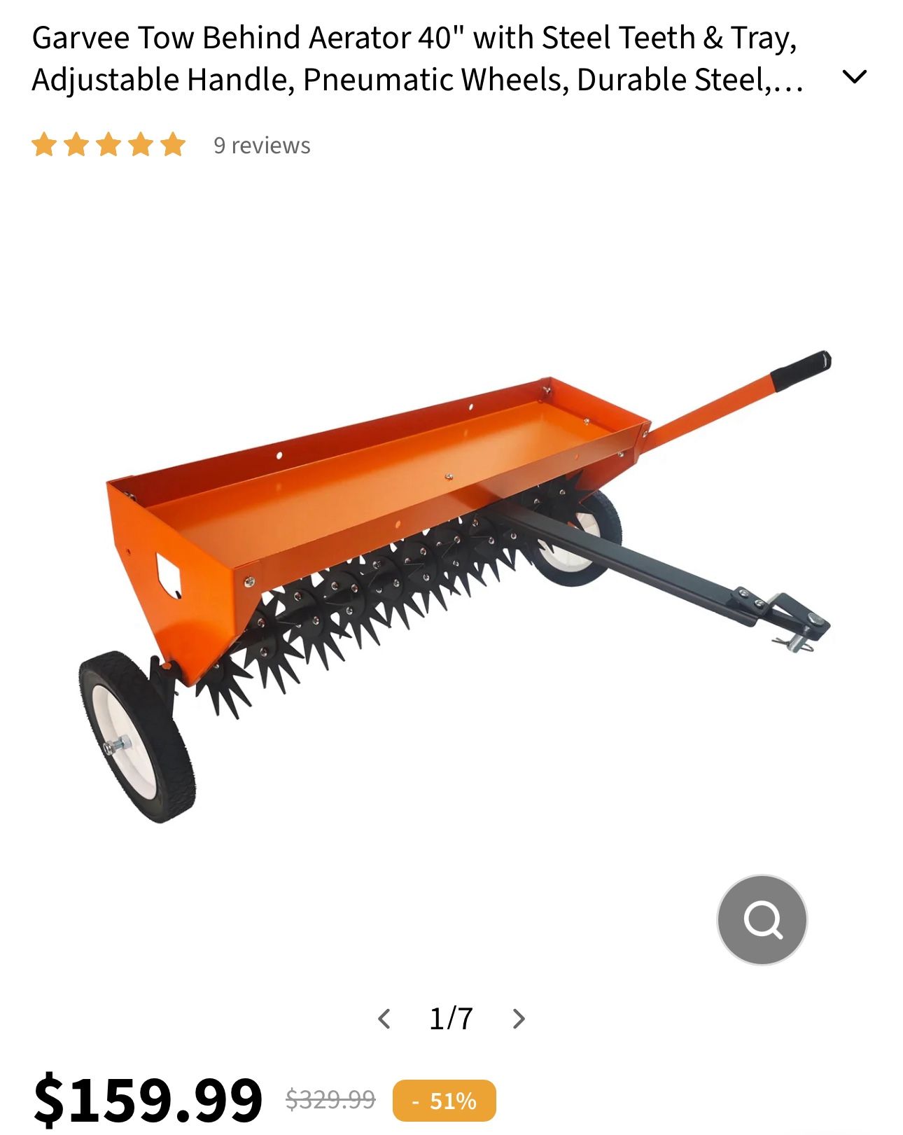 Garvee Tow Behind Aerator 40"