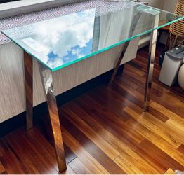 Thick Tempered glass vanity side table