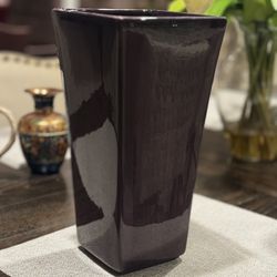 Purple glazed vase. Very heavy. Measures 14x7