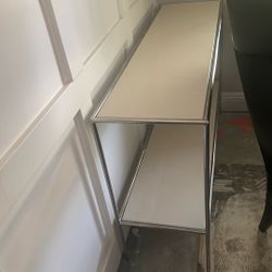 White Enamel And Silver Console Table