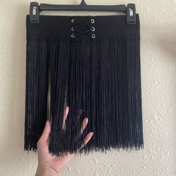 Black Fringe Skirt S/M