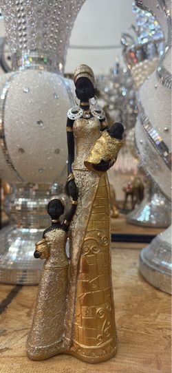 African Mother and Children Decorative Figurine