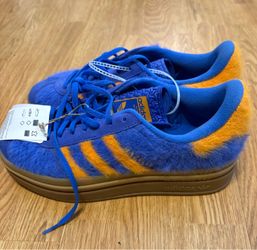 BACK TO SCHOOL shoes: Adidas Gazelle Bold Blue and Orange Faux Fur
