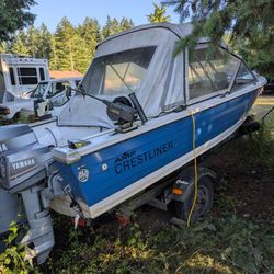 1975 16 Foot Aluminum Fishing Boat And Trailer