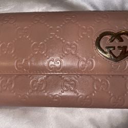 Gucci Baby Pink Embossed Long Wallet